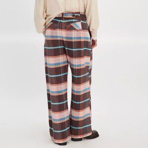 Free People Multicolor Plaid Wide Leg Pants